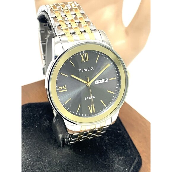 Timex Men's Watch TW2T50500 Quartz Gray Dial Two Tone Stainless Steel 41mm - Picture 1 of 13